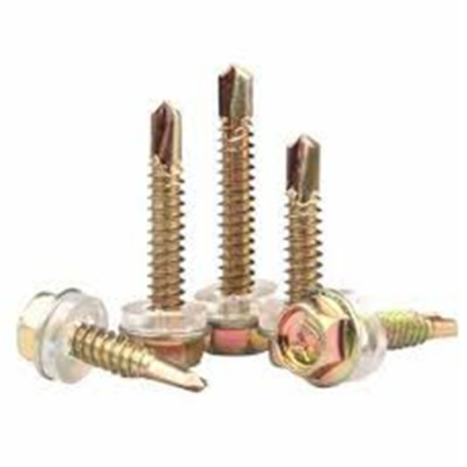 Hex head self‑drilling screw  — drills and taps into metal; ideal for roofing and sheeting.