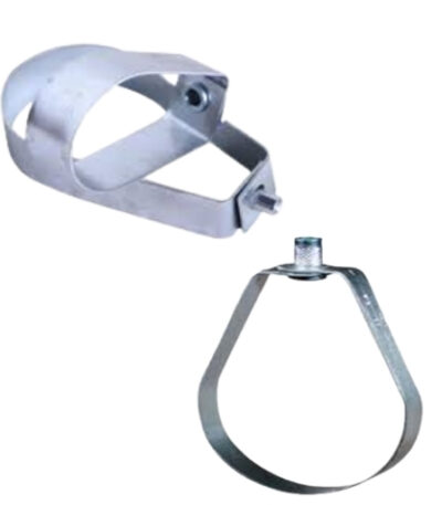 GI pipe hanger 4'' — galvanized support for plumbing and fire‑sprinkler lines.