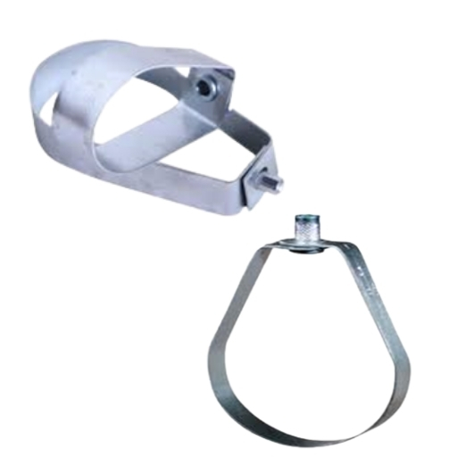 GI pipe hanger 4'' — galvanized support for plumbing and fire‑sprinkler lines.