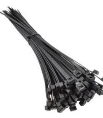 Black nylon cable tie BLACK — strong locking head for cables and hoses.