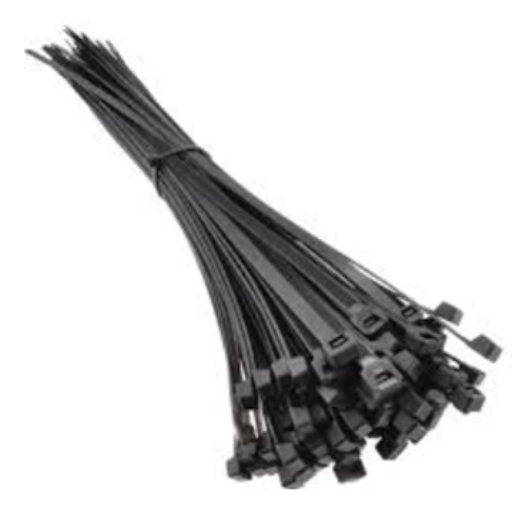 Black nylon cable tie BLACK — strong locking head for cables and hoses.