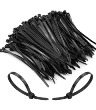 Black nylon cable tie BLACK — strong locking head for cables and hoses.