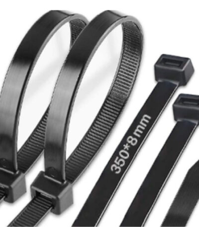 Black nylon cable tie BLACK — strong locking head for cables and hoses.