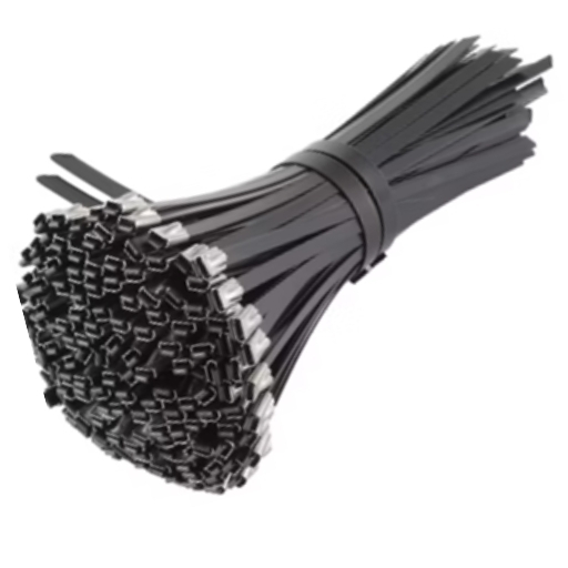 Black nylon cable tie BLACK — strong locking head for cables and hoses.
