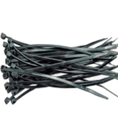 Black nylon cable tie BLACK — strong locking head for cables and hoses.