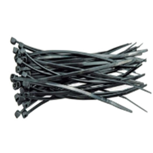 Black nylon cable tie BLACK — strong locking head for cables and hoses.