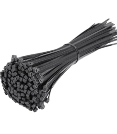 Black nylon cable tie BLACK — strong locking head for cables and hoses.