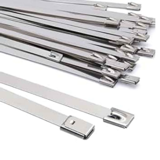 304 stainless cable tie 500MM×8MM — high heat and UV resistance for industrial bundling.