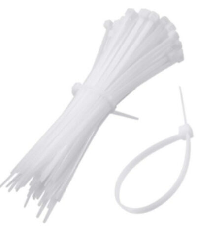 White nylon cable tie WHITE — strong locking head for cables and hoses.