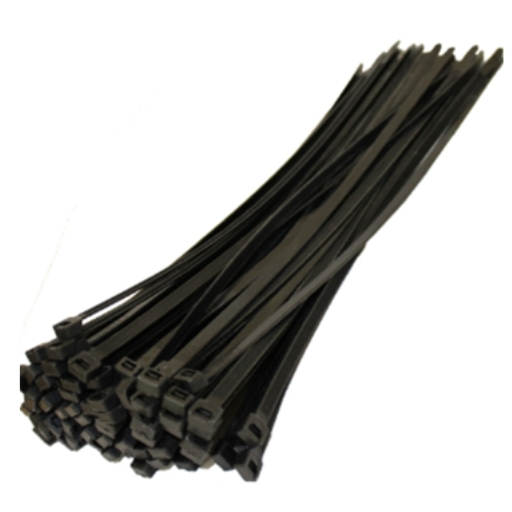 Black nylon cable tie BLACK — strong locking head for cables and hoses.