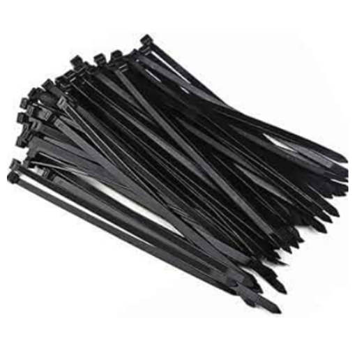 Black nylon cable tie BLACK — strong locking head for cables and hoses.