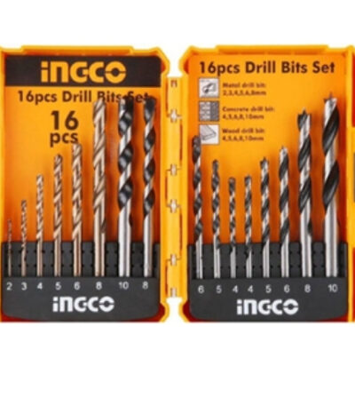 51 INGCO 16 pcs Metal Masonry & Wood Drill Bit Set