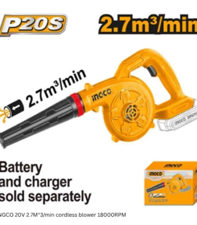 24 INGCO 20V 2.7M^3/min cordless blower 18000RPM