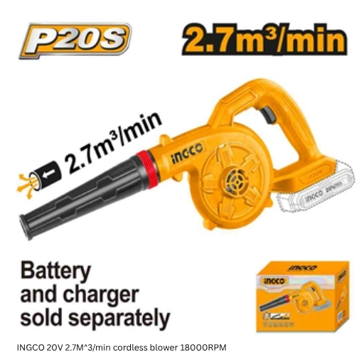 24 INGCO 20V 2.7M^3/min cordless blower 18000RPM