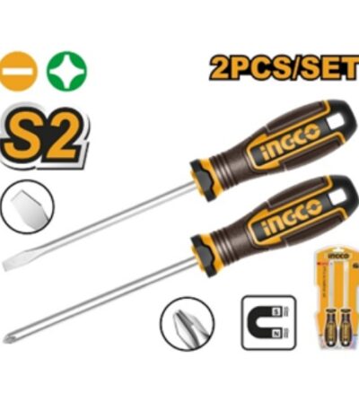 INGCO 2pcs Screwdriver Set Magnetic Tip 6''(-) & (+)