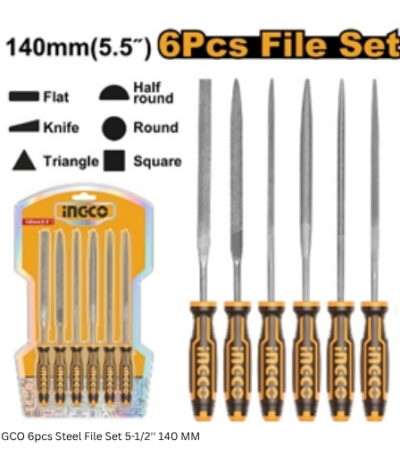 INGCO 6pcs Steel File Set 5-1/2'' 140 MM