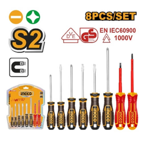 INGCO 8PCS (6+2 VDE)Screwdriver set magnetic tip