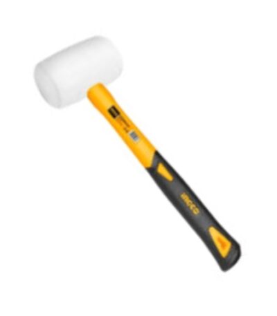 "INGCO WHITE NATURALRUBBER NON SPARK HAMMER FIBERGLASS HANDLE 16 OZ"