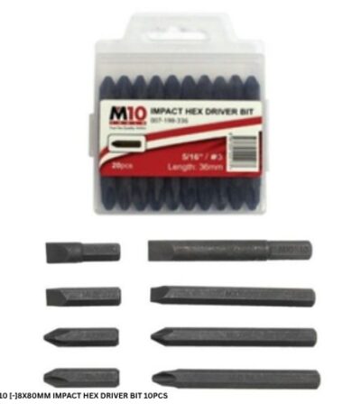 M10 [-]8X80MM IMPACT HEX DRIVER BIT 10PCS
