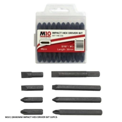 M10 [-]8X80MM IMPACT HEX DRIVER BIT 10PCS