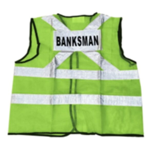 High‑visibility Banksman safety vest — reflective tape and breathable fabric for day/night site visibility.