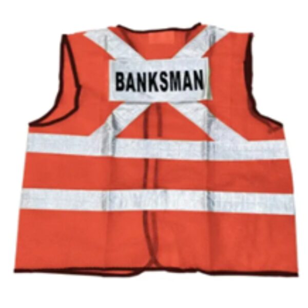 High‑visibility Banksman safety vest — reflective tape and breathable fabric for day/night site visibility.