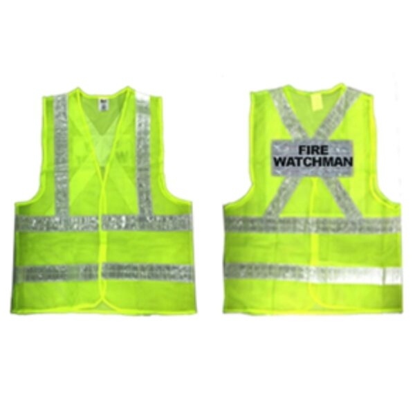 High‑visibility Fire Watchman safety vest — reflective tape and breathable fabric for day/night site visibility.