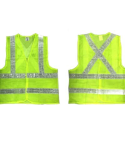 High‑visibility safety vest — reflective tape and breathable fabric for day/night site visibility.