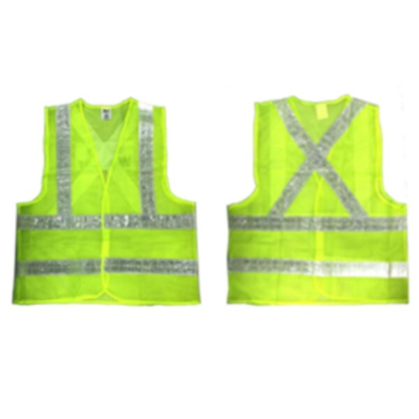 High‑visibility safety vest — reflective tape and breathable fabric for day/night site visibility.