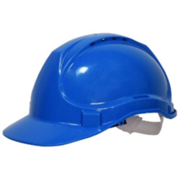 Impact‑resistant safety helmet BLUE with adjustable suspension for a secure