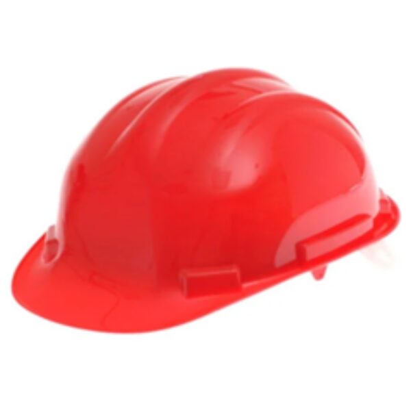 Impact‑resistant safety helmet RED with adjustable suspension for a secure