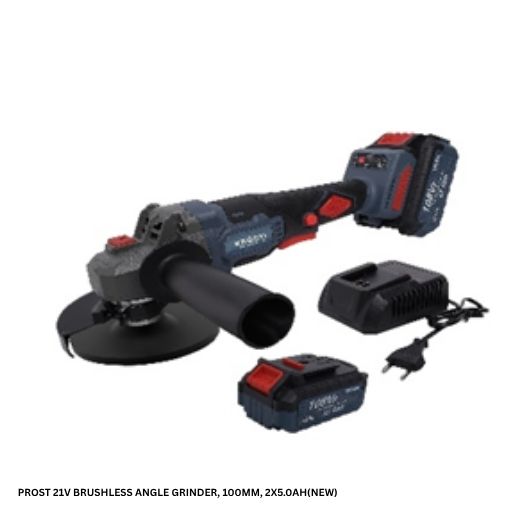 PROST 21V BRUSHLESS ANGLE GRINDER, 100MM, 2X5.0AH(NEW)