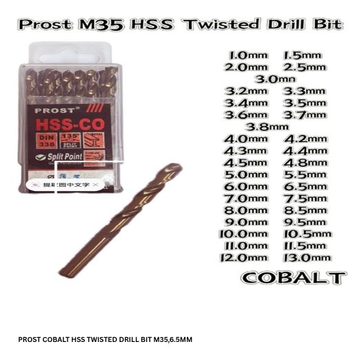 PROST COBALT HSS TWISTED DRILL BIT M35,6.5MM