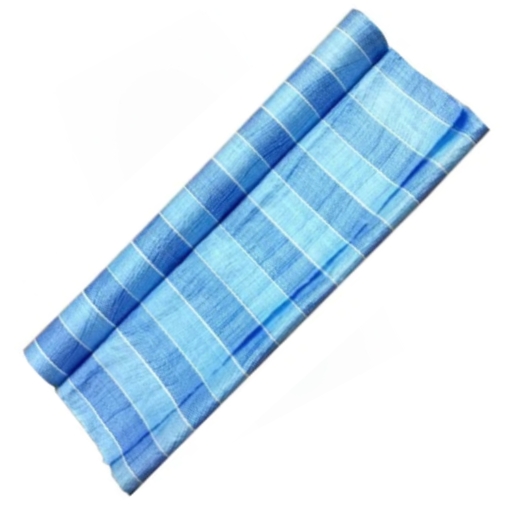 Heavy-duty blue and white canvas roll.