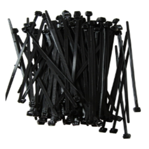 Black nylon cable tie 100MM — strong locking head for cables and hoses.