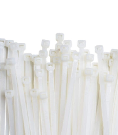 White nylon cable tie WHITE — strong locking head for cables and hoses.