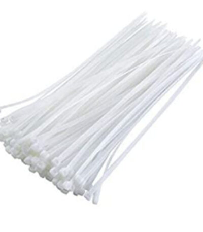 White nylon cable tie WHITE — strong locking head for cables and hoses.