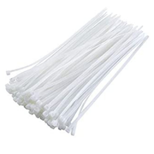 White nylon cable tie WHITE — strong locking head for cables and hoses.