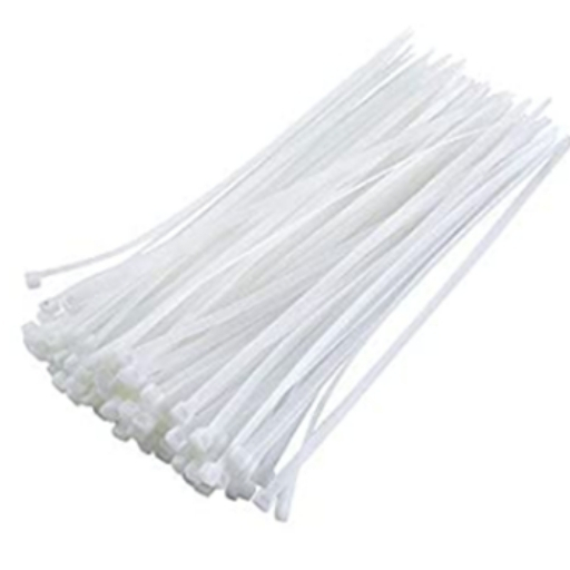 White nylon cable tie WHITE — strong locking head for cables and hoses.