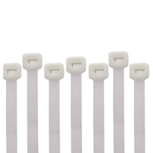 White nylon cable tie WHITE — strong locking head for cables and hoses.