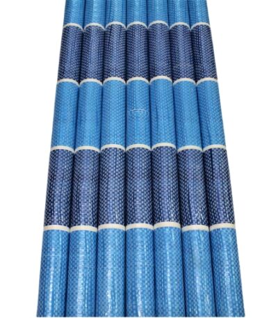 Heavy-duty blue and white canvas roll.