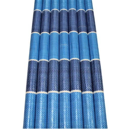 Heavy-duty blue and white canvas roll.